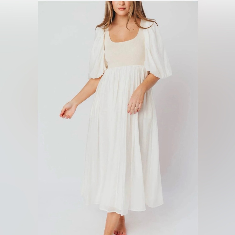 Worth Collective White Puff Sleeve Dress